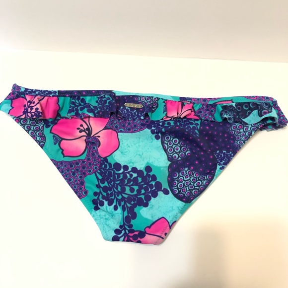Roxy ruffle bikini bottom EUC sz 14 pink purple - Picture 4 of 11